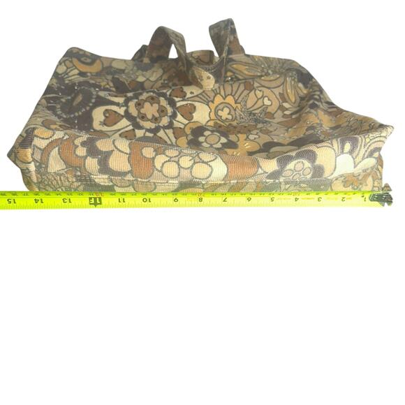 Vintage GAP Corduroy Floral Tote Bag 2005 Fall Retro 70s Boho Y2K Brown Tan - Picture 9 of 10